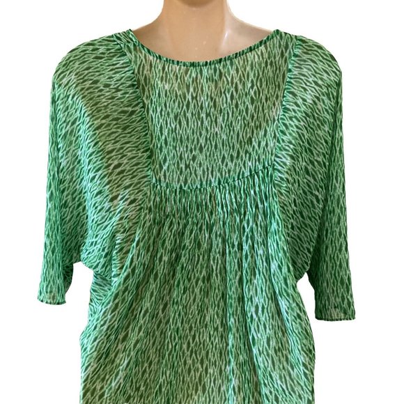 Michael Kors Green & White 3/4 Sleeve Tunic Pullover Top Women's Size Medium - Picture 6 of 6